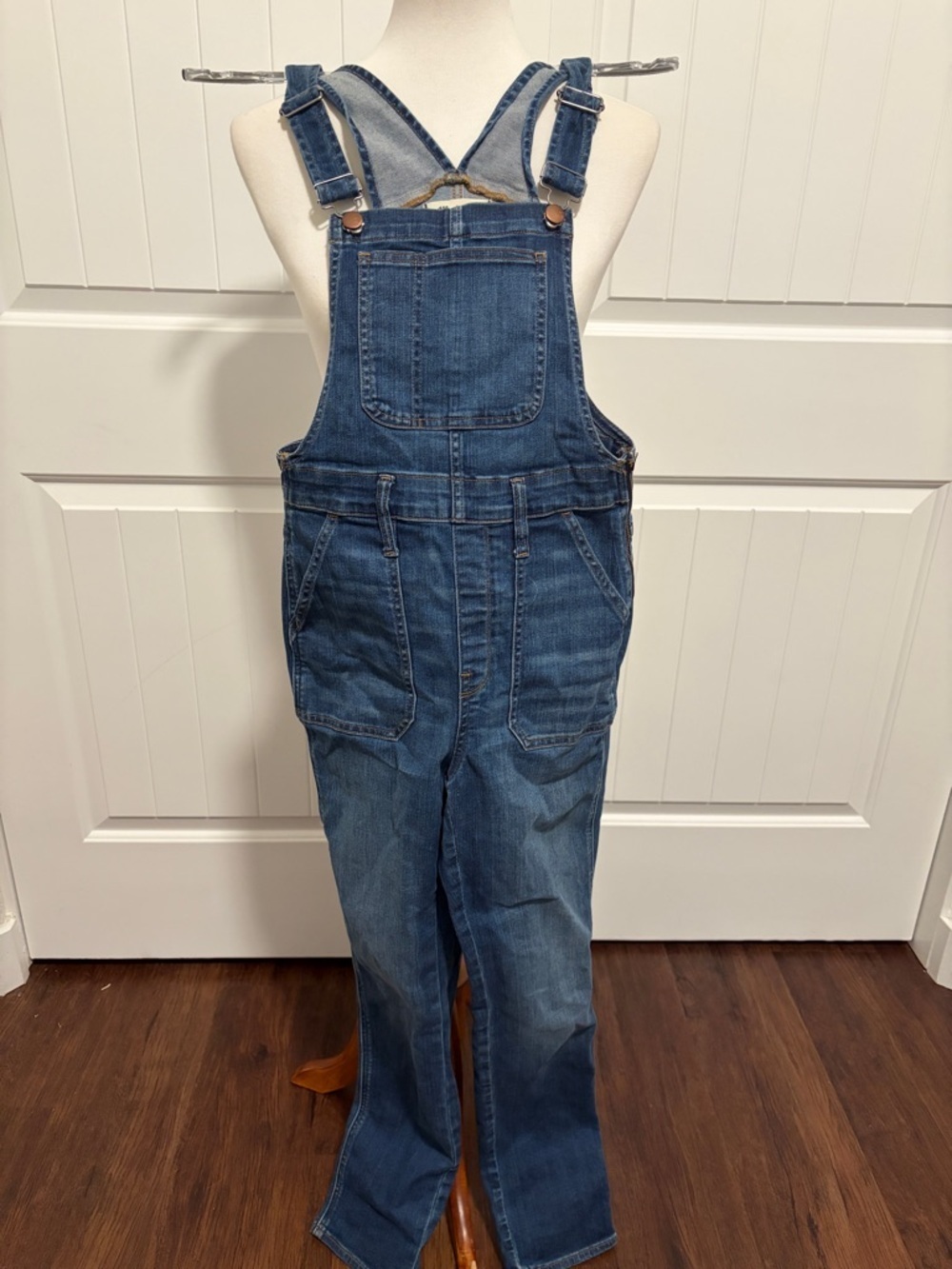 Madewell Blue Jean Denim Side Zipper Skinny Overalls in Jansing Wash